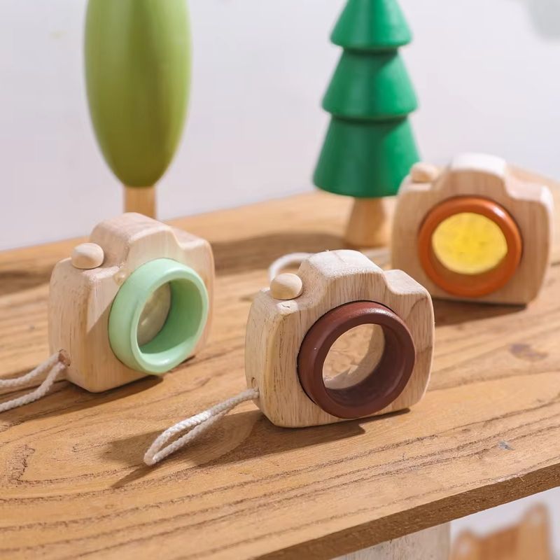 Science Toy - Houten vergrootglas Mini-cameravormig Gemakkelijk vast te